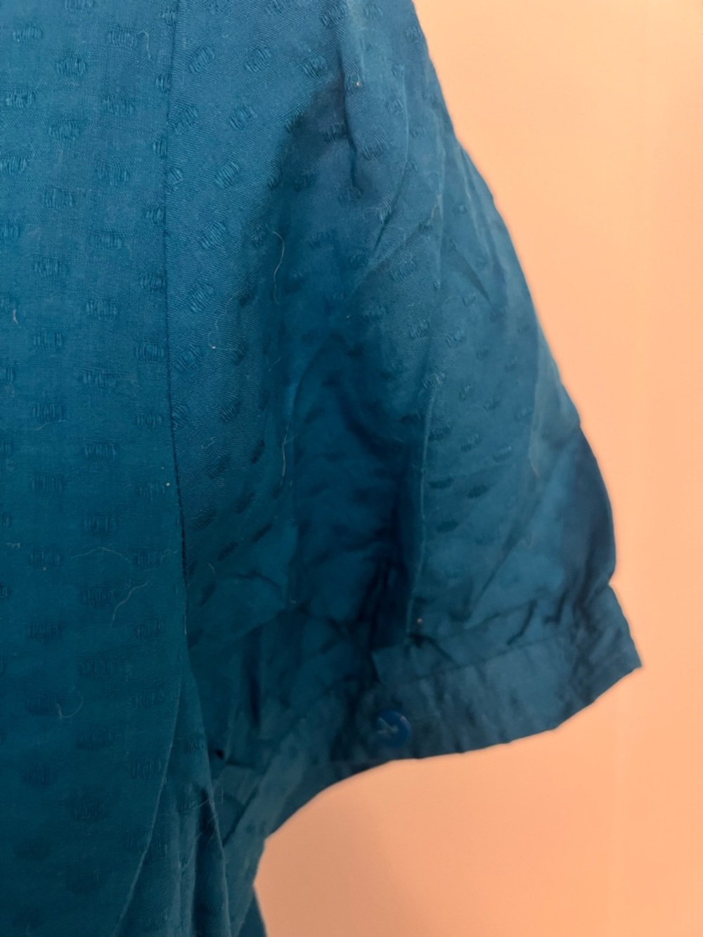 Ann Taylor Loft- Women's Teal Ruffle-Trim Short Sleeve Blouse (Cotton) - Picture 3 of 7